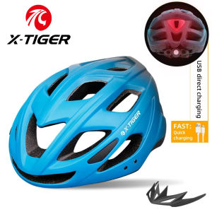 X-TIGER Cycling Helmets Men Women Road Mountain Bike Helmet Rechargeable Brim Design Helmets with Tail Lights