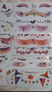 เช็ตสติกเกอร์แต่งหน้าสุดคิ้วท์ Tattoo halloween set แทคทูฮาโลวีน (12 แผ่น/ เซ็ต) (TOY823)