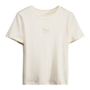 White Basic Straight Short Sleeve Short Fit Summer New Top