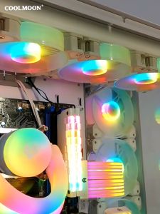 CoolMoon 12cm ARGB+PWM PC Case Cooler Fan Jade Ring 5V3Pin Aura Sync Speed Adjustable Asus Gigabyte MSI Asrock Etc