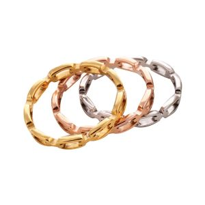 Women Classic Twist Chain Ring for Zircon Stainless Steel Geometric Twist Wrapped Women Couple Ring Wedding Jewelry Aesthetic