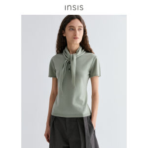 INSIS FEMME | Merino Wool Autumn New Design Bow Short Sleeve Knitted Blouse