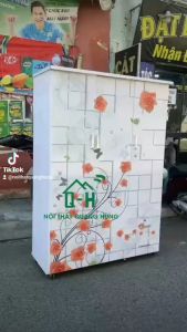 TỦ NHỰA ĐÀI LOAN 3 CÁNH IN 3D HOA HỒNG CAO CẤP GIAO NHANH HCM