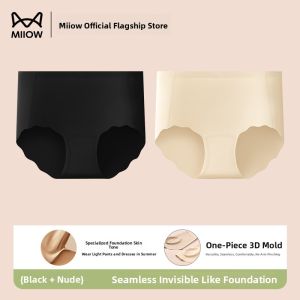 Miiow | Invisible Sporty Womens Underwear Cat Person Foundation Liquid Thin Triangle Lifting Butt Antibacterial Mid Waist Briefs
