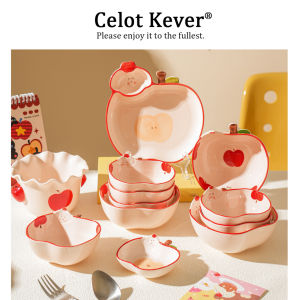 Apple Shaped Cute Hand-painted Ceramic Dessert Bowl With Compartments