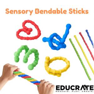 Educrateph Silicone Bendable Sensory Sticks – Textured Twistable Stress Tactile kids and adult