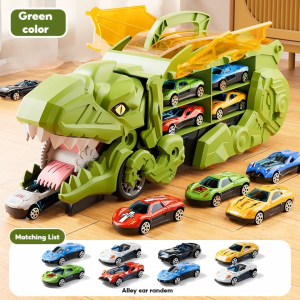 Transformed Dinosaur Truck Toy with 4PCS or 8PCS Alloy Diecast Racing Cars Dino Transport Car for Kids Birthday Gift for Boys Girls