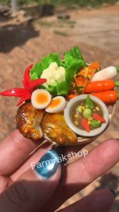 อาหารจิ๋ว งาปั้นดิน ชุดผักน้ำพริก ขนาด 5 cm