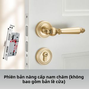 MEINWAY | Khóa Cửa Phòng Ngủ Kiểu Cổ Có Tính Năng Từ Tính Không Tiếng Ồn Tay Cầm Vàng