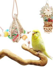 Natural Grass Weaving Peacock Parrot Toy Swing Plaything Climbing Resting Sleeping Bird Chew Safe Decorative Scenery Pet Parrot