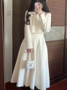 Rich Girl Studying Abroad French Butterfly Knot Gentle Personality Small Fragrance Style Jacket Skirt Two-Piece Set Women