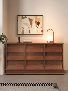Vintage Walnut Color Nine Drawer Sideboard