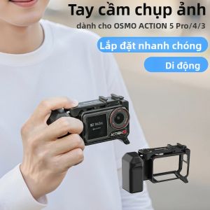 Bộ Dụng Cụ Cầm Tay Street Dành Cho DJI Osmo Action 5 Pro/4/3 Giá Đỡ Nhanh Tháo Lắp Kiểu Lồng Thỏ Với Khung Bảo Vệ Nút Chụp Ảnh