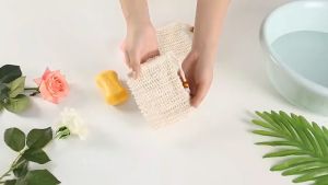10pcs Sisal Soap Bag Soap Rajut Kantong Sabun Pouch Sabun Batang Saver Natural Exfoliating