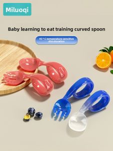 MONLEYTA | Baby Spoon For One Year Old Learning To Eat Solid Food Temperature Sensing Flexible Spout Self Feeding Infant Utensils