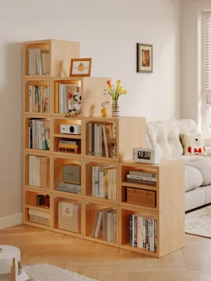 Solid Wood Bookcase Partition Cabinet Floor Standing Shelf Grid Cabinet Free Combination Display Cabinet Simple Low Cabinet