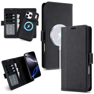 2 in 1 Magsafe Wallet Case For iPhone 17 Promax Air 16 Pro Max 15 Plus 14 13 12 iphone17 Cards Slot Leather Flip Phone Cover