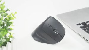 IClever Vertical Mouse - Ergonomic Mouse Wireless 6 Buttons with Adjustable DPI 1000/1600/2000/2400 Comfortable 2.4G Optical Ergo Mouse for Laptop Computer Desktop Windows Mac Os - Gray Black
