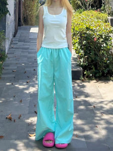 AXEF Womens Casual Pants in Royal Blue Multi-Barb Fleece Wide Leg Pants High Waist Dropshipping Fashion Summer Pants