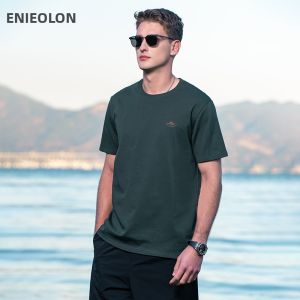 Enjeolon | Heavy Cotton Short Sleeve T-Shirt with Mountain Embroidery 230G