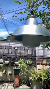 * SM โคมฝาชี อลูมิเนียม ขนาด 9 นิ้ว สูง 10 ซม. ปากบาน สำหรับ หลอดไฟ ขั้วเกลียว E27 หลอดฟลูออเรสเซนต์ หลอดอินแดนเดสเซนต์ หลอดแสงจันทร์ หลอด LED โล๊ะ