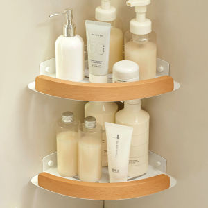 Kệ Góc Bằng Gỗ Nhôm Cho Phòng Tắm Giá Để Đồ Hình Tam Giác Giá Treo Tường Một Tầng Bằng Kim Loại Để Đựng Dầu Gội