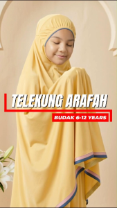 Telekung Arafah Kids – Material Cotton Viscose Size 6–12 Years