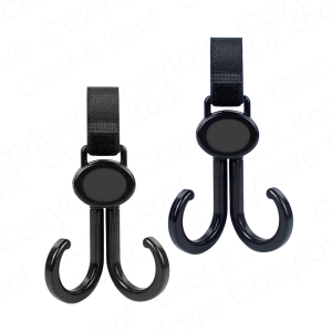 2pcs Stroller Hooks Universal Baby Pram Hooks 360° Rotatable Double Hooks for Diaper Bags & Shopping