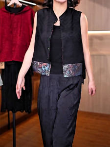 Double-Sided Wear Loose Fit Thin Material Stand Collar Button Design Vest New 2025 Spring Chinese Style National Trend