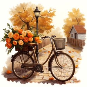 Huacan New Arrivals 2025 Diamond Painting Bicycle Fall Flower Diamond Mosaic Landscape Complete Kit Craft kit
