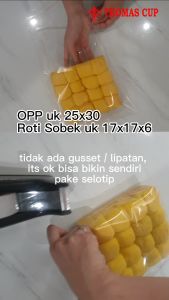 Plastik OPP Roti Sobek 25x30 isi 100 Kantong Bening Bungkus Milk Bread Bakery Tawar Seal Lem Perekat - Bahan OPP Food Grade (Non BS) dengan Kontrol Kualitas Ketat - Langsung dari Pabrik (Sebelah NIKO MOTOR) di Bandung.