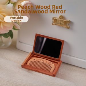 Peach Wood Red Agarwood Flip Mirror Set