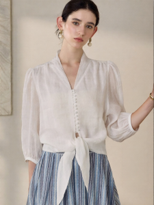 Roey s house | Sun Protection Stylish White Linen Shirt