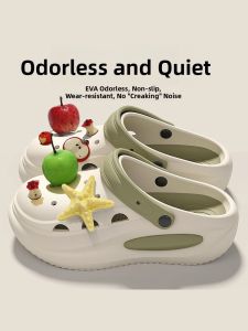 Womens Thick Heel Arch Support Slip-On Summer 2025 New Outdoor Anti-Slip Deodorant Headed Apple Slippers Sweet Style EVA Material