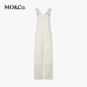 MO&Co. | Quần yếm jeans cotton ống suông cạp cao nhuộm Asote