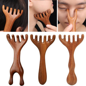 Sandalwood Massage Comb Antler-headed Meridian Wood Massage Comb Face Scalp Gua Sha Scraping Massager Body Tuina Massager Tool