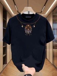 Áo Thun Nam Tay Ngắn Mùa Hè Dáng Rộng Cổ Tròn Cotton Phong Cách Mỹ Cổ Điển Thương Hiệu Thời Trang Cao Cấp