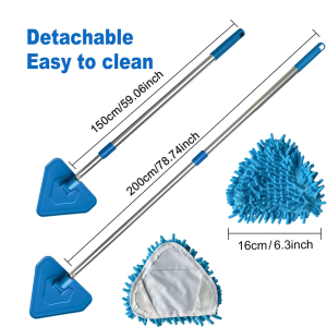 ไม้ถูพื้นทรงสามเหลี่ยมแบบยืดหดได้  หมุนได้ 180° ทำความสะอาดช่องว่างโดยไม่ทิ้งคราบสกปรก เครื่องมือทำความสะอาดพิเศษส หน้าต่าง ผนังทําความสะอาด Mop เพดาน