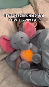 4 Modes Baby Breathing Soothing Elephant Plush Doll Toy Sleeping Companion Music and Light Doll Sensory Stuffed Toy Kids Gift