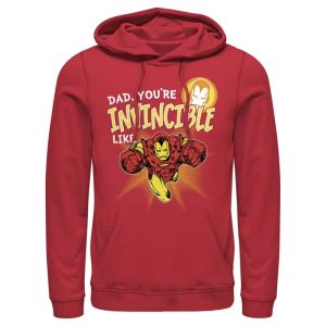 A Mens Red Hoodie with An Iron Man Flight Pose Design A Fathers Day Graphic Pullover Designed for Marvel Fans 100% Pure Cotton