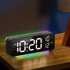 LED Digital Alarm Clock with Night Light Electronic Clock Displaying Date Time for Bedroom Office Living Room