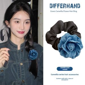 Camellia Headband 2024 New Arrival Classy Denim Flower Hairband Atmosphere Hair Rope High Elasticity Hair Band