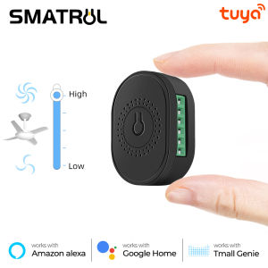 SMATRUL Wifi Ceiling Fan Switch MINI Speed Switch Controller Fan Breaker Module Tuya/Smart Life APP Voice Relay Controller Timer Work for Google Home/Alexa/for Reset Switch/Rocker Switch 110-220V