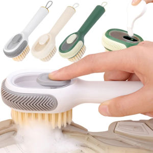 Cleaning Brush Soft Bristled Press Liquid Shoe Brush with Long Handle Multifunctional Clothes Brushes Household Cleaner Tool