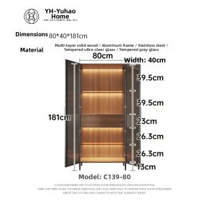 Italian Luxury Minimalist Wall-mounted Glass Display and Storage Cabinet