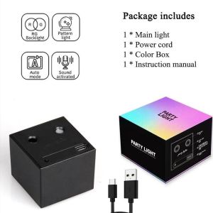 Aitemay 2PCS Mini LED Stage Light Cube with Laser Disco Voice Control 32 Patterns Rechargeable - For Parties DJ KTV Camping & Holiday Lighting