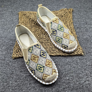 Mens Casual Canvas Shoes Fall Season Soft Bottom Fishing Style Loose Fit Breathable Comfortable Low Heel Flat Footwear