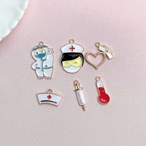 Topi Stetoskop Mini Gantungan Kunci Kartun Topi Suster Paduan Liontin DIY Gantungan Kunci