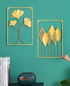 DIODIY Modern Living Room Wall Hanging Decor Frame Home Decoration Metal Circle/Leaf Shaped Lron elegant modern Art Wall Decoration for Sofa Background