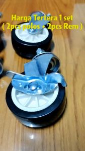 Roda Mesin Jahit 3 inchi PVC Set (2 Hidup + 2 Rem) BAUT M10 Roda Troli Hitam